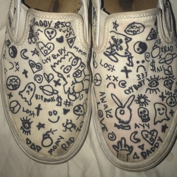 white vans drawn on